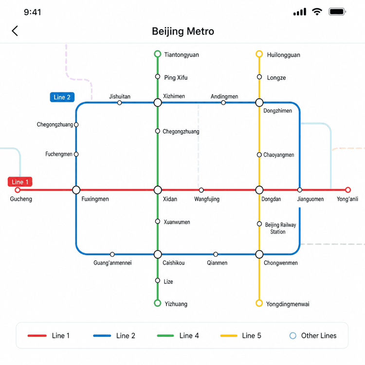 Plano esquemático del metro de Pekín en Amap